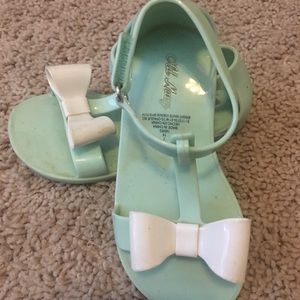Mint green and white sandals